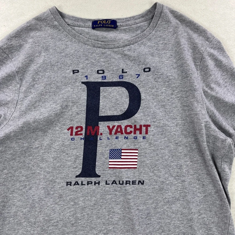 Polo Ralph Lauren Mens Grey 12 M. Yacht Challenge 1967 Graphic T-Shirt M